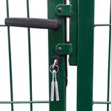 Garden Fence Gate with Posts 350x100 cm Steel Green 142569