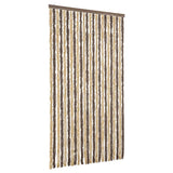Fly Curtain Dark Brown and Beige 100x220 cm Chenille 377358