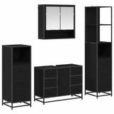 Bathroom Furniture Set 4 pcs Black Oak Engineered Wood 3402464
