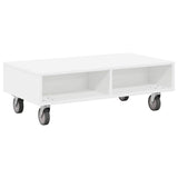 Side Table with Wheels White 90 x 50 x 30 cm Engineered Wood 891016