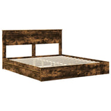 Storage Bed with Drawer Smoked Oak 180 x 200 cm Engineered Wood 3409896