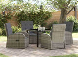 Garden Dining Set with Cushion 5 pcs Grey Poly Rattan 3379493