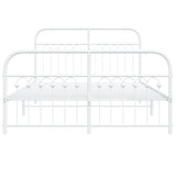 Metal Bed Frame without Mattress with Footboard White 140x190cm 376667