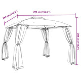 Gazebo with Double Roof and Mesh Walls Anthracite 2.93x2.93 m Steel 368449