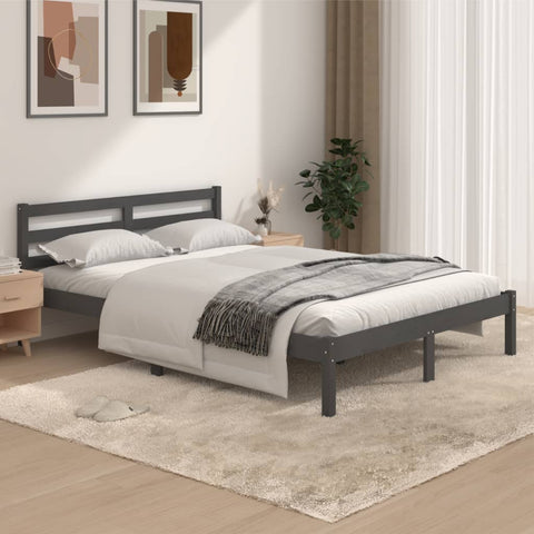 ZNTS Bed Frame without Mattress 135x190cm Grey Double 810407