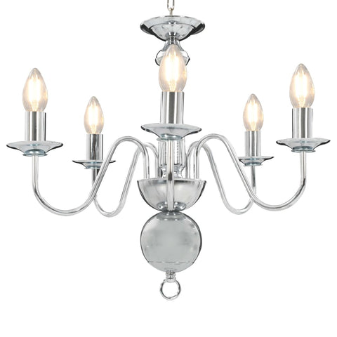 Chandelier Silver 5 x E14 Bulbs 281616