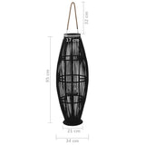 Hanging Candle Lantern Holder Bamboo Black 95 cm 246812