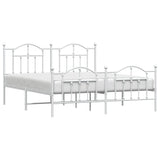 Metal Bed Frame without Mattress with Footboard White 160x200cm 353509