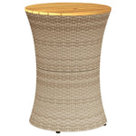 ZNTS Garden Side Table Drum Shape Beige Poly Rattan and Solid Wood 368298