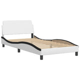ZNTS Bed Frame with LED Lights White and Black 100x200 cm Faux Leather 3213919
