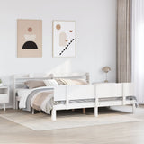 Bed Frame with Headboard without Mattress White 200x200 cm 3306836