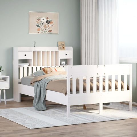 ZNTS Bed Frame without Mattress White 120x190 cm Solid Wood Pine 3323279