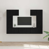 TV Cabinet Set Wall-mounted 7 pcs Black Oak Engineered Wood 3393136