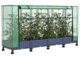 Garden Planter with Greenhouse Cover&Wheels 4 pcs Blue Grey PP 3423140