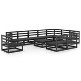 ZNTS 11 Piece Garden Lounge Set Black Solid Pinewood 3075803