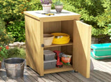Wooden Garden Shed, Garden Tool Storage Shed with Metal Top and Shelf, Light Brown T3398P549444