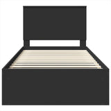 Bed Frame with Headboard Black 100 x 200 cm Solid Pine Wood 3411047