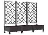 Garden Planter with Trellis&Wheels 3 pcs Brown PP 3423071