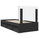 Bed Frame with Headboard Black 90 x 190 cm Solid Pine Wood 3412543