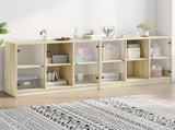 Bookcase with Doors Sonoma Oak 204x37x75 cm Engineered Wood 3206533