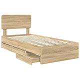 Bed Frame with Drawer Sonoma Oak 100 x 200 cm Engineered Wood 3412215