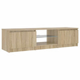 TV Cabinet with LED Lights Smoked Oak 140x40x36 cm 822681