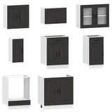 8 Piece Kitchen Cabinet Set "Kalmar" Black Engineered Wood 3314822