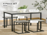 Dining Table and Chairs Set for 4 People, Concrete Effect Kitchen Table and Bench Set with Steel T3398P342283
