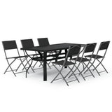 Garden Dining Set Grey Powder-coated steel 7 Piece Foldable 3102919
