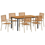 Garden Dining Set 7 pcs Beige and Brown Poly Rattan 3365501