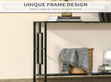 Industrial Console Table with Storage Shelf, Narrow Hallway Dressing Desk with Metal Frame for T3398P328321
