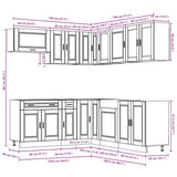 11 Piece Kitchen Cabinet Set "Porto" Smoked Oak Engineered Wood 3314936
