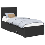 Bed Frame Black and Silver 75 x 190 cm Engineered Wood 3410959