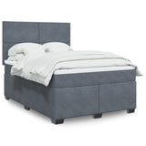 Box Spring Bed with Mattress Dark Grey 140x190 cm Velvet 3290901