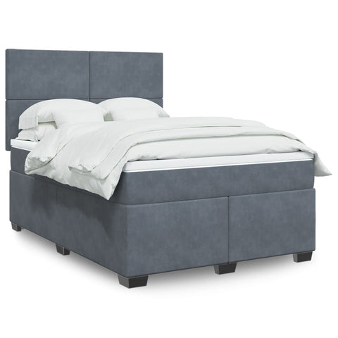 Box Spring Bed with Mattress Dark Grey 140x190 cm Velvet 3290901