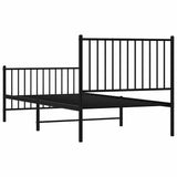 Metal Bed Frame without Mattress with Footboard Black 90x190cm 350874