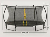 10ft Outdoor Trampoline with Enclosure Net, Spring Cover, Black T3398P425072
