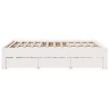 Bed Frame without Mattress with Drawers White 150x200 cm King Size Solid Wood Pine 3308802