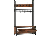 5-In-1 Industrial-Style Hallway Tree - Brown/Black T3398P377979