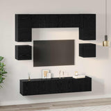 TV Cabinet Set 8 pcs Black Oak Engineered Wood 3393334