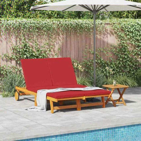 Sun Lounger Reclining Brown 125 x 200 x 84cm Solid Acacia wood 3325192
