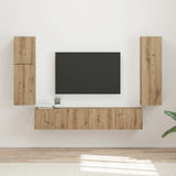 TV Cabinet Set Wall-mounted 4 pcs Artisan Oak Engineered Wood 3409041