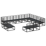 Garden Sofa Set with Cushion 12 pcs Black Aluminium 3378928
