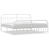 Bed Frame White Powder-Coated Steel Double Storage Bed Frame 353709