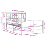 ZNTS Bookcase Bed without Mattress White 150x200 cm King Size Solid Wood Pine 3323141