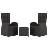 3 Piece Garden Lounge Set Black Poly Rattan&Steel 3157671