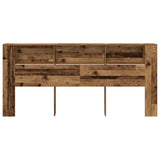 Headboard Cabinet with Shelf Old Wood 220 x 18.5 x 102.5 cm 862090