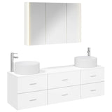 Bathroom Furniture Set 4 pcs White Engineered Wood and Glass 3407063