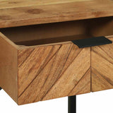 Bedside Table Brown 40 x 35 x 50 cm Solid Acacia Wood and Metal 374105