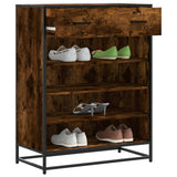 Shoe Cabinet Smoked Oak 75x38x97.5 cm Engineered Wood and Metal 3300877